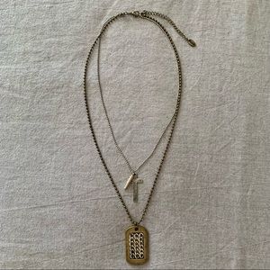Icing military-inspired layered fashion necklace